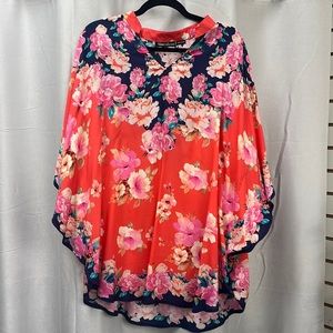 TOLANI Collection Belle Floral Kimono Caftan Tunic Size Medium, NWT.